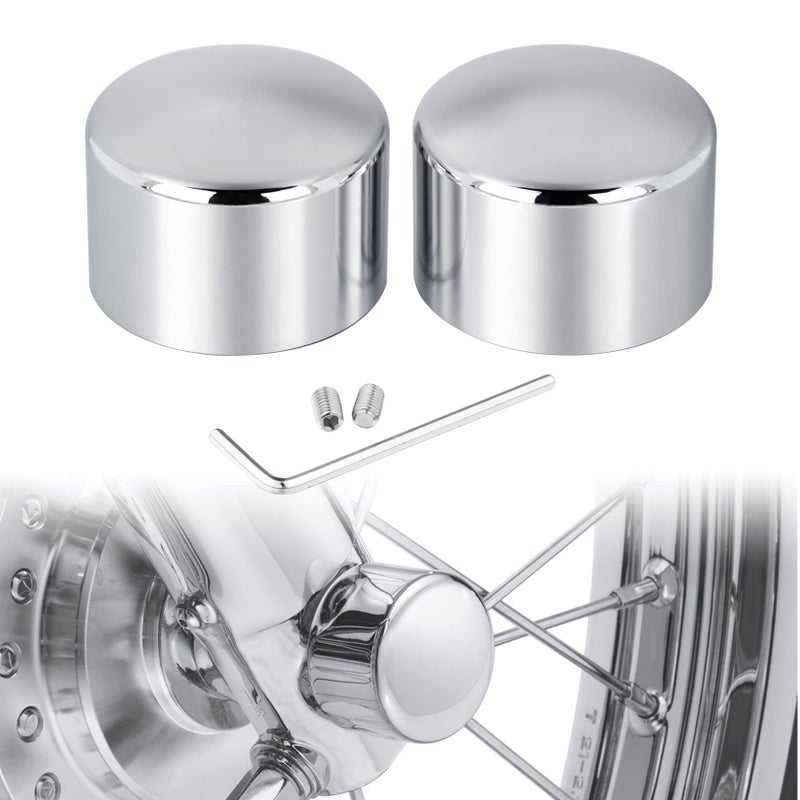 PBYMT Chrome Front Axle Nut Covers, CNC Aluminum Axle Nut Caps Compatible for Harley Davidson Softail Touring Road King Street Glide Electra Glide Iron 883 Fat Boy 2002-2024 - Image 1